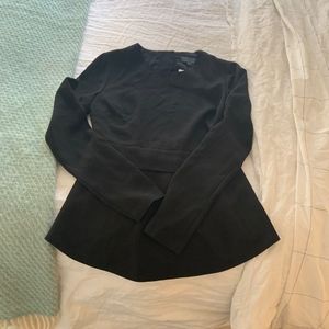 Intermix Black Long Sleeve Peplum Top - Open Back